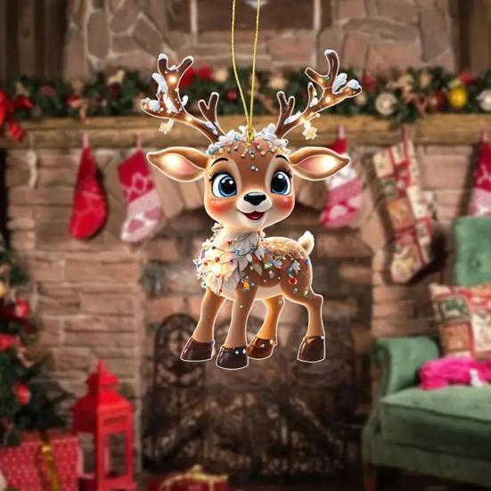 Ornamente Ren de Crăciun 2D Plate Acrilice Pandantiv Oglindă Auto Festiv Sărbători Acasă Decorațiuni Pom