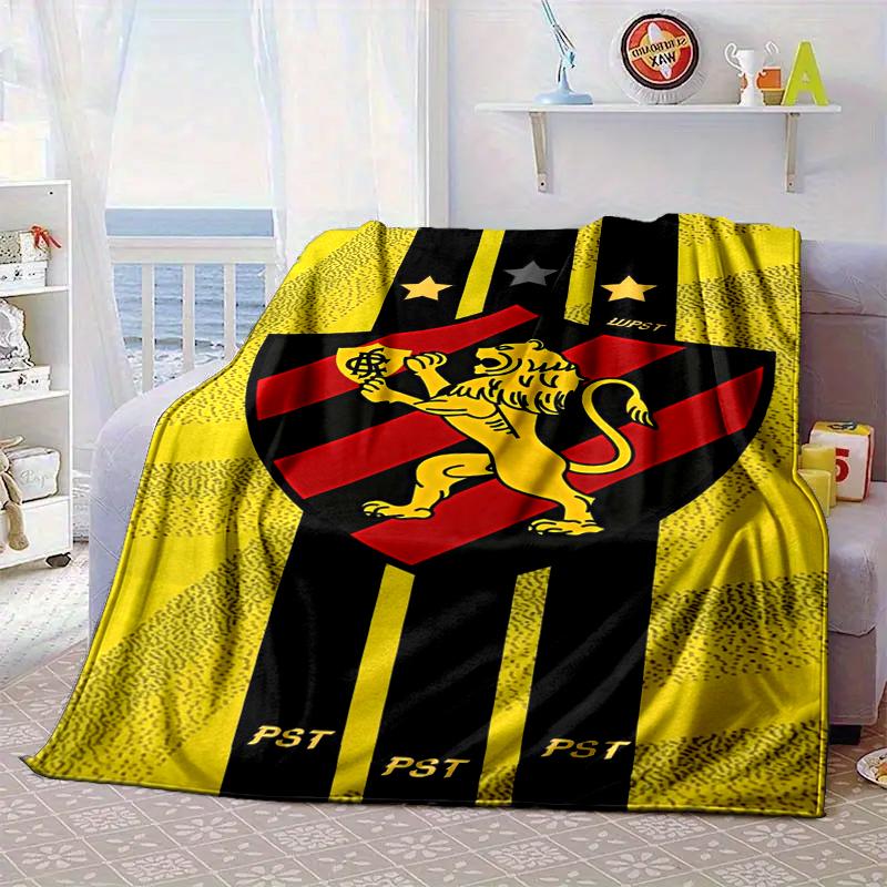 Football Club Emblem Lion Blanket Flannel Blanket for Bed, Sofa, Camping, Hiking, Picnic Essentials, Gift for Family Fan Gifts