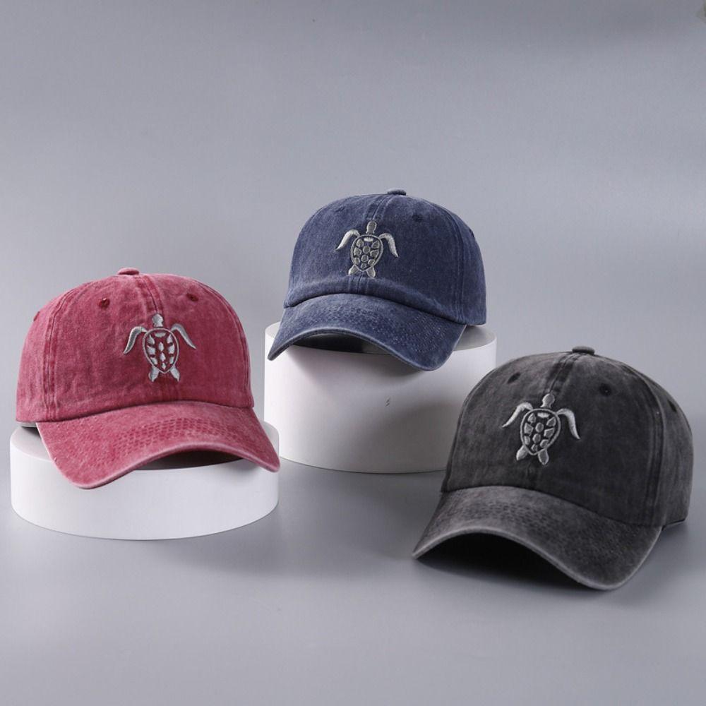 Cotton Turtle Baseball Cap Adjustable Casquette Style Tortoise Embroidery Baseball Cap Turtle Embroidery Breathable Sun Hat