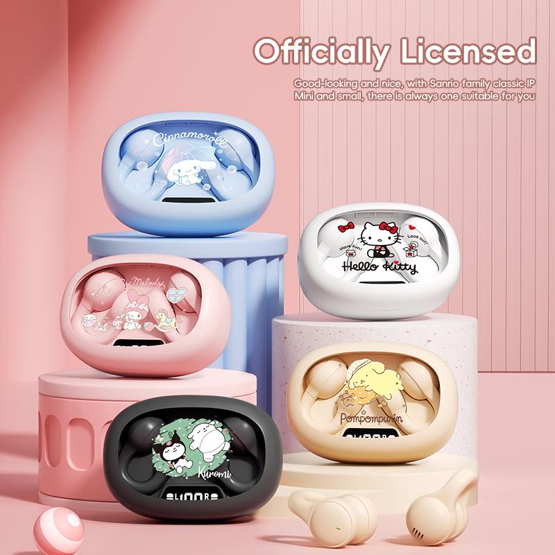 EX53 Trådløse Øreklem-hodetelefoner Tegneseriedesign Smart Digital Skjerm Volumjustering Sikker Passform & Komfort Bluetooth Ørepropper