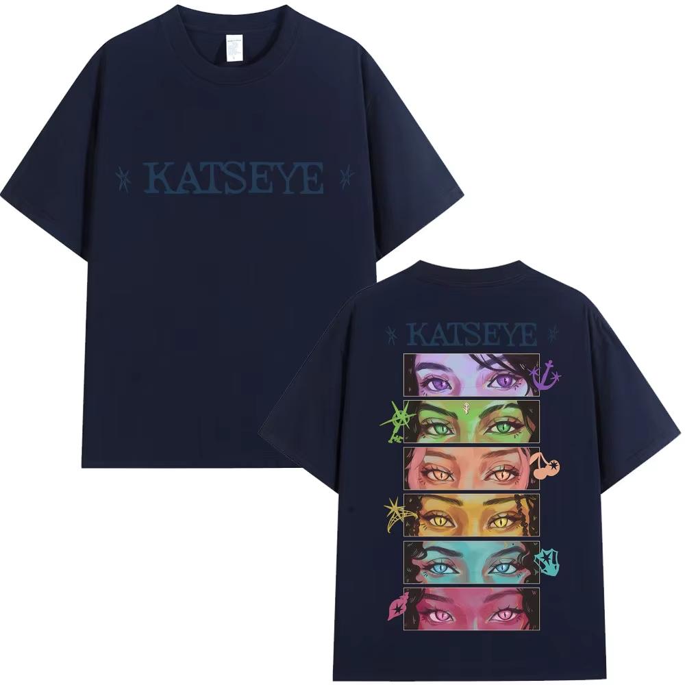 Kpop Katseye Eyes Graphic Print Fashion T Shirts Pop Music Unisex Unisex Korean Aesthetic TShirts Oversized Male Cotton Casual Tees