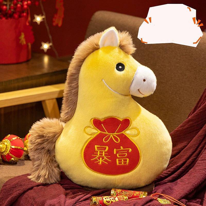Chaveiro de Pônei de Pelúcia da Sorte do Ano do Cavalo Com Pelúcia Curta Macia Para Presente Coleção