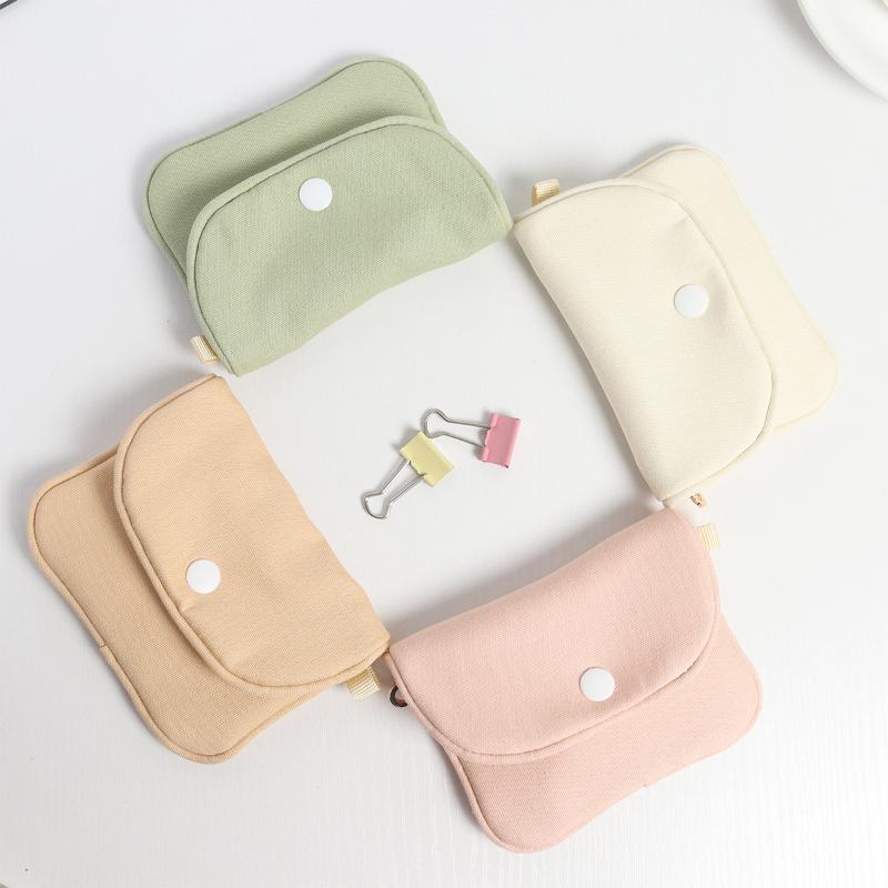 Portable Mini Cash Wallet Solid Color Cotton Cosmetic Bag Soft Lightweight Earphone Bag Women