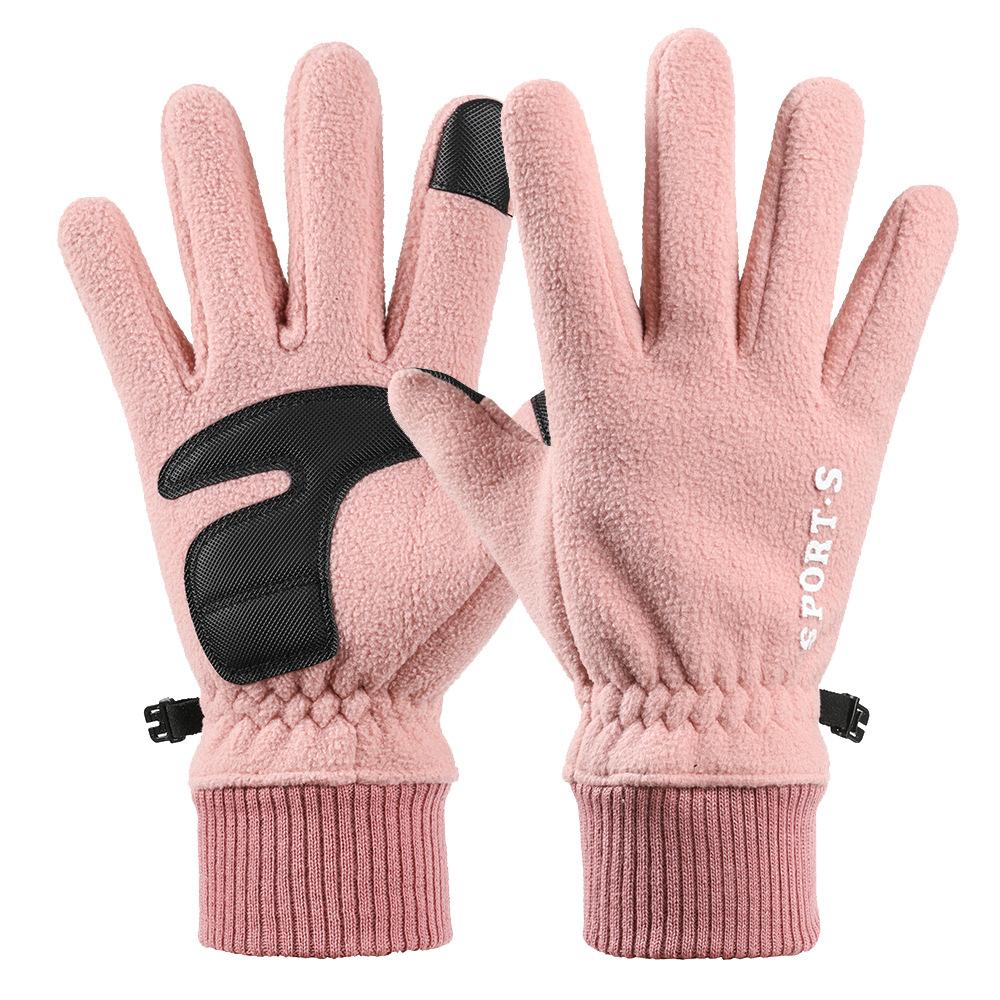 Warm Gloves for Men In Winter Plus Velvet Thickened Warm Touch Screen Non Slip Outdoor Riding Double Sided Fleece Gloves