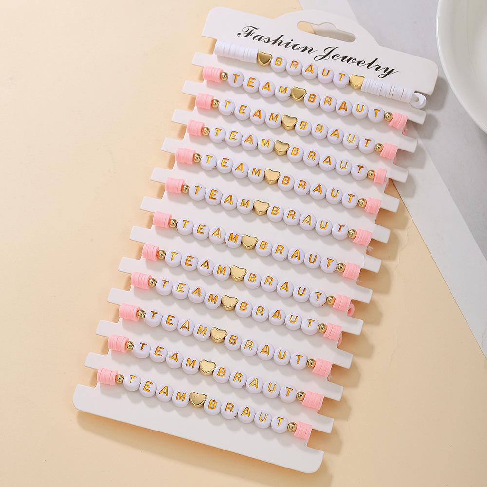 Popular Soft Pottery Letter Beads Friendship Combination Bracelet Bridal Team Bohemian Beads Stacked Wearing Jewelry