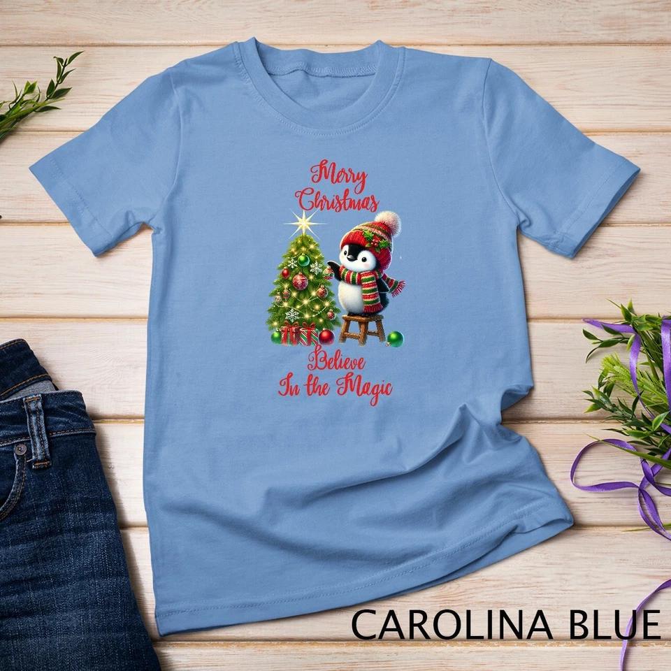 Snowy Christmas Cute Penguin #1 Funny Christmas Shirt Unisex T-shirt 4 S