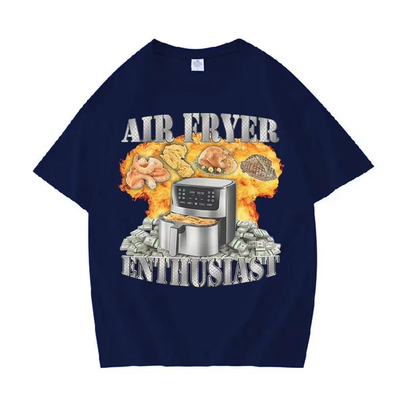 Air Fryer Enthusiast Funny Cooking Meme Harajuku Print TShirt Unisex Women Vintage Short Sleeve Tshirts Cotton Casual Y2K T Shirt