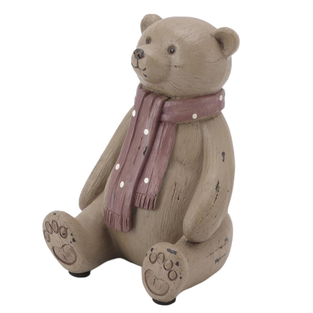 Scarf Bear Ornament Exquisite Workmanship Resin Bear Statue with Antislip Soft Rubber Pad for Living Room Porch