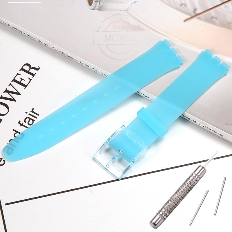 Silikonový řemínek pro Swatch SFS103 SFV107 SFN120 SFK397 SFK360 SFK361 Pásek na hodinky 16mm Dámský náramek Vodotěsné doplňky k hodinkám