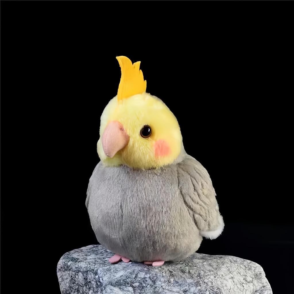 Lifelike Yellow Cockatiel Plush Toy 5.9 Inch Soft Parrot Keychain Pendant, Cute Bird Bag Pendant Gift Decoration