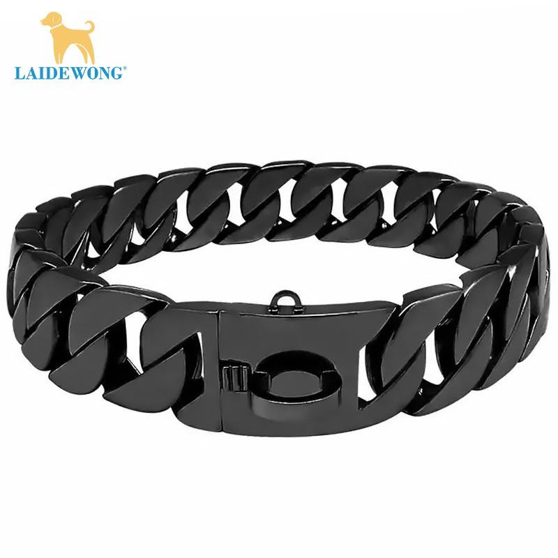 Stainless Steel Dog Collar 32mm Wide Heavy Duty Chain Large Breeds Pitbull Bulldog Hip Hop Style