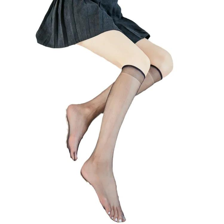 Summer Ultra-Thin Korean Style Invisible Thigh-High Socks Nude Seamless Mid-Calf Short Socks for Women Anti-Snag Sheer Stockings