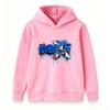 Kids Boys Girls Hooded Sweatshirt, Casual Graffiti Blue Running Character Print Pullover Hoodie, Soft Long Sleeve Tops For Children Daily