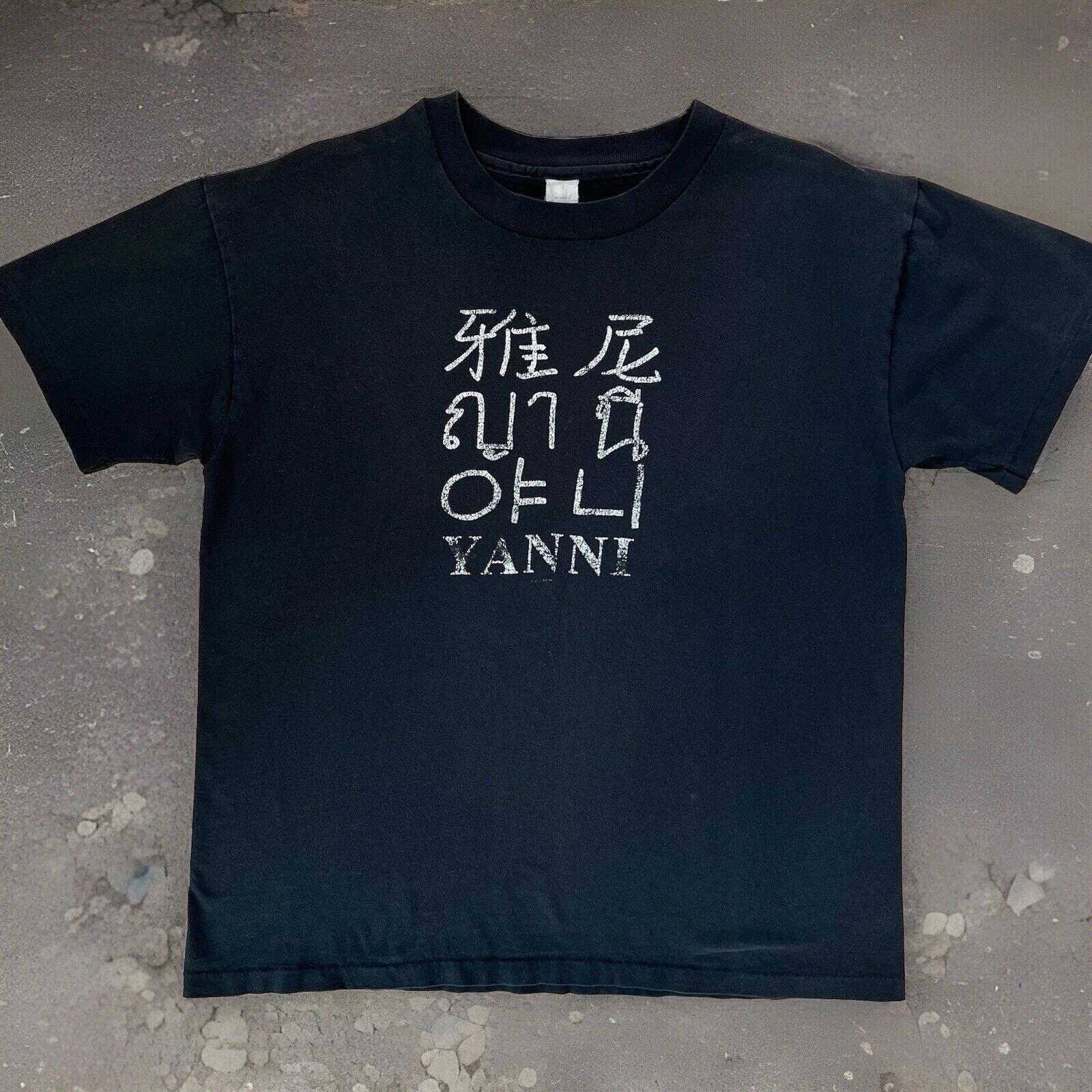 Vintage Yanni World Tour Shirt L Black 90s Greek Composer Pianist Minimalist XL