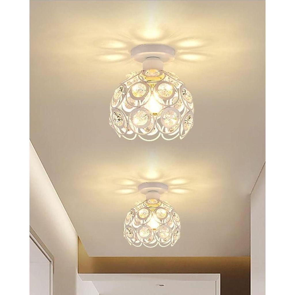 Metall Doppelring Kristall Aufputz Deckenlampe Licht, für Flurleuchte Deckenaufputz (Doppelter Weißer Ring)