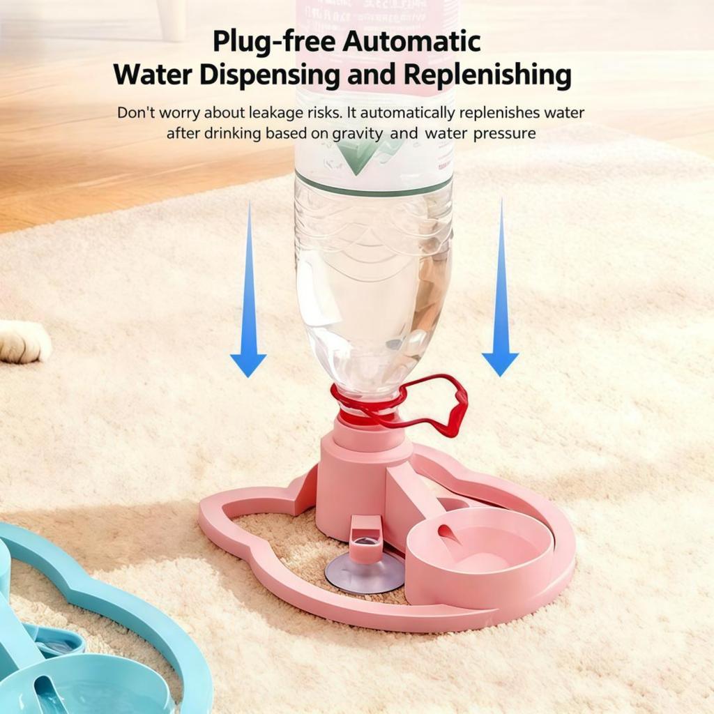 Gravity Automatic Pet Water Dispenser, Fits 2.8cm Mineral Water Bottles, Large Capacity Filter-Free Water Feeder for Cats