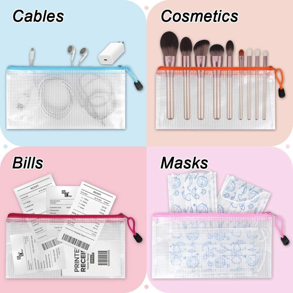 Thick Mesh Zipper Pouch Waterproof Bill Storage Bag Multipurpose Stationery Organizer  Students