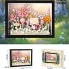 Idea Arts Micro Diamond Block Home Furnishing Nanobrick Flower World 3D Photo Frame Toy Building Brick With Light For Girl Gifts