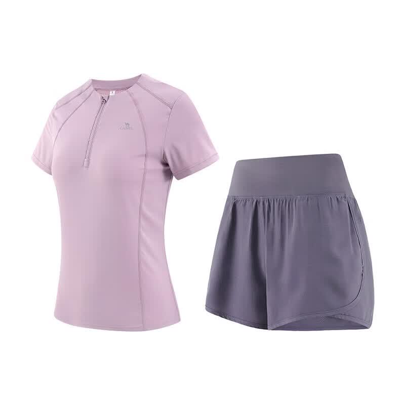 CAMEL Women's Running & Fitness Two-Piece Shorts Set