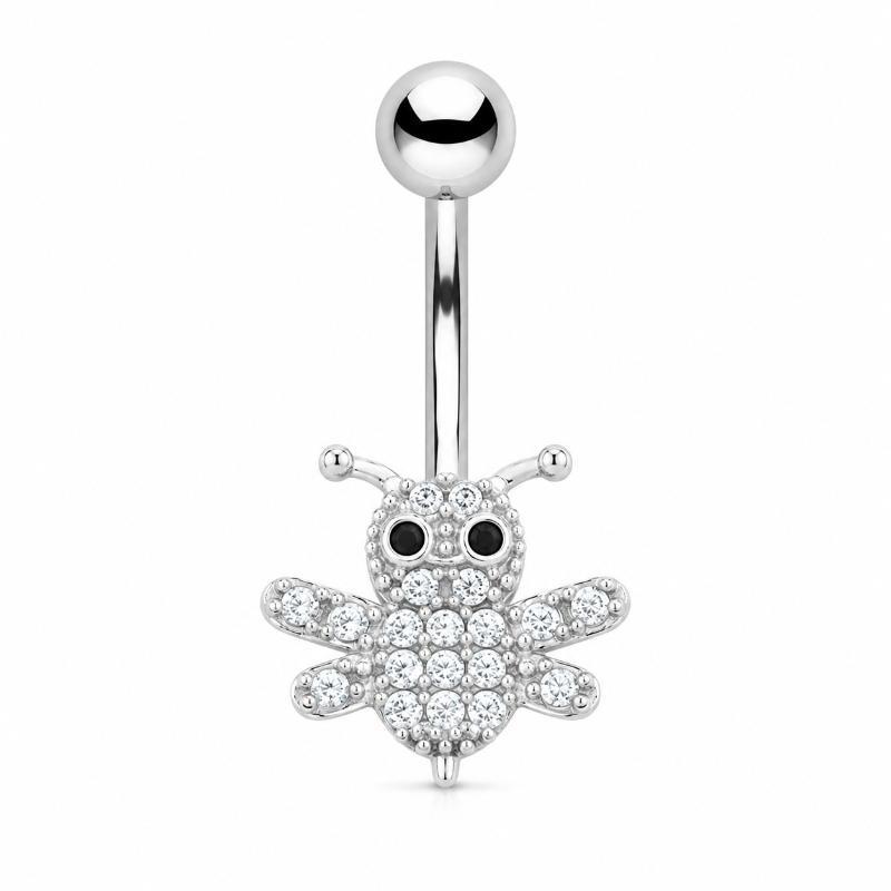 Silver Color Dangle Butterfly Flower Belly Button Ring Stainless Steel Sexy Navel Piercing Jewelry