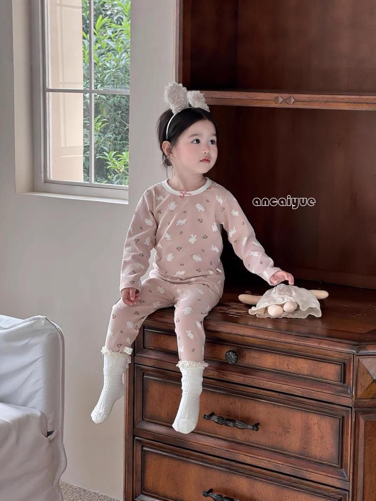 Children's 2025 Pure Cotton Autumn Pajama Set - Unisex Cartoon Print Warm Home Wear