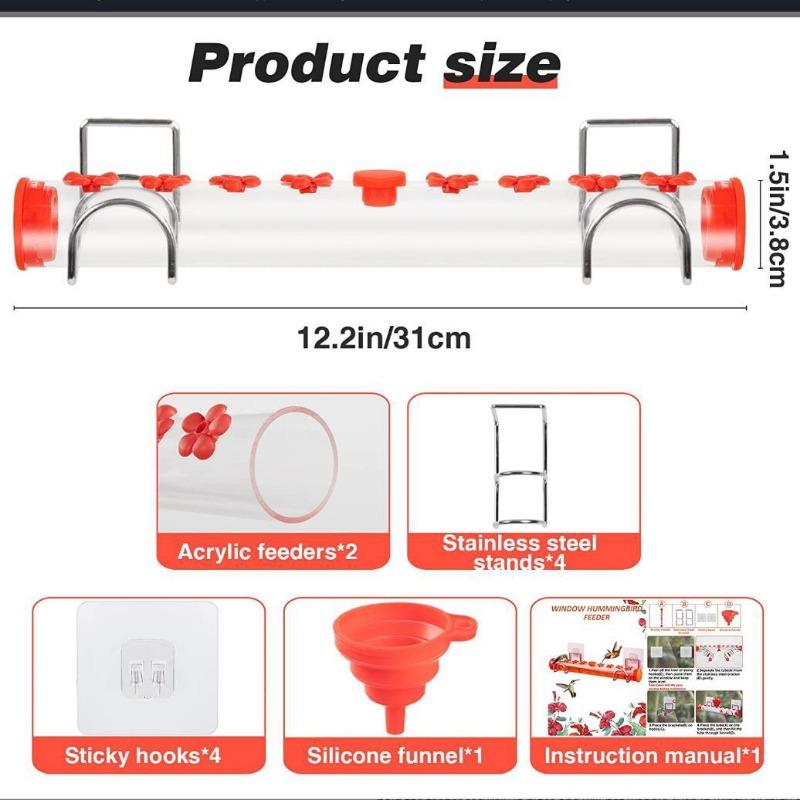 Window Hummingbird Water Feeder Single Row Flower Long Tube Hummingbird Bird Feeder