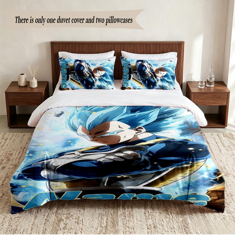 Set Biancheria da Letto Personalizzato con Nome Vegeta 3 Pezzi Morbido Set Copripiumino Per Camera da Letto Decorazione Casa