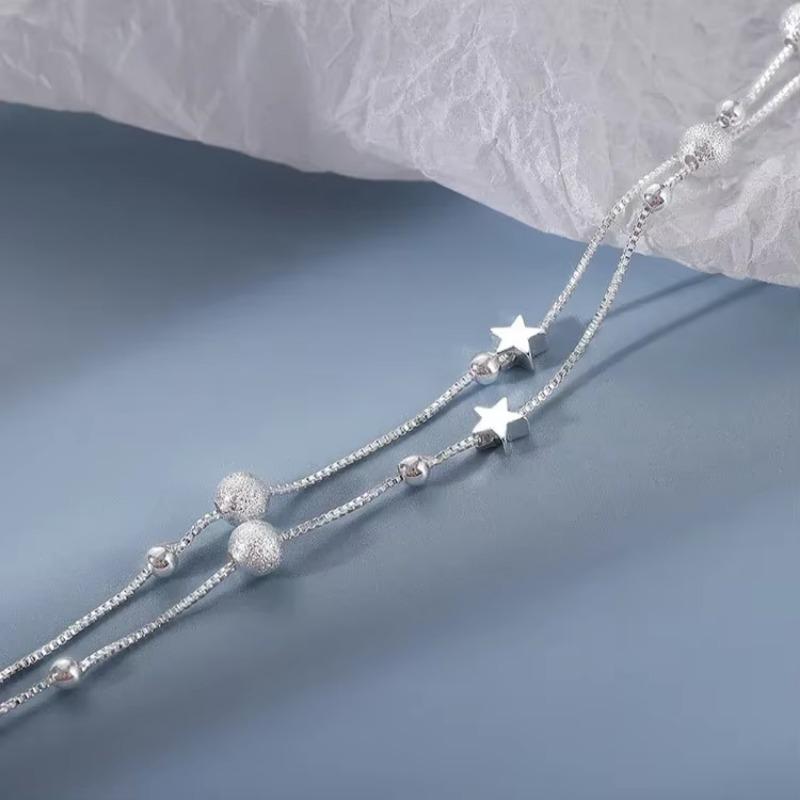 Original 925 Silver Stars Bead Bracelets for Women Korean Adjustable Charm Lucky Bead Bracelet Luxury Party Jewelry