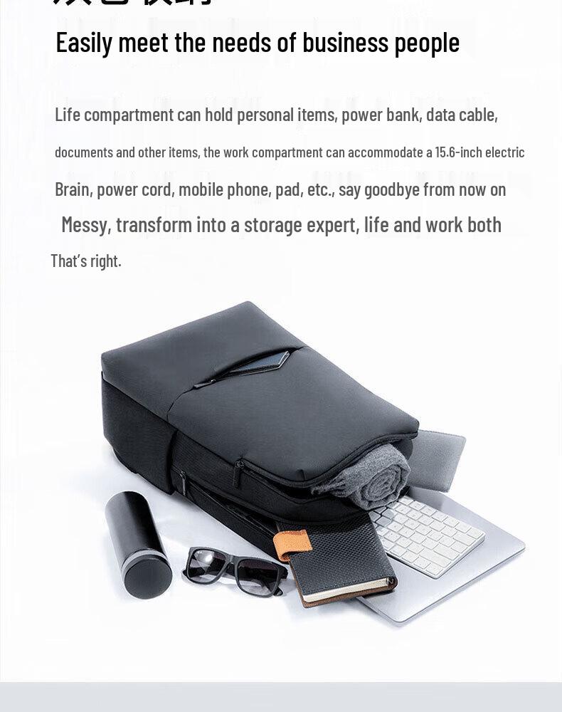 Mi Classic Business Backpack 2: Double Compartment, Shockproof, Large Capacity, Wear-Resistant Laptop Travel & School Backpack.