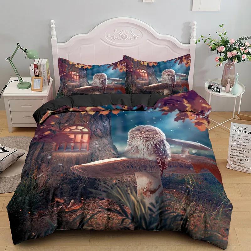 Comforter Magic Pattern King Queen Fairy Theme Bedding Set For Kids Boys Girls Cartoon Fantasy 2/3Pcs Polyester