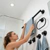 Bathroom Towel Rack Adhesive Towel Rings Robe Hook Toilet Paper Holder Bathroom Accessory Set Easy to Installation