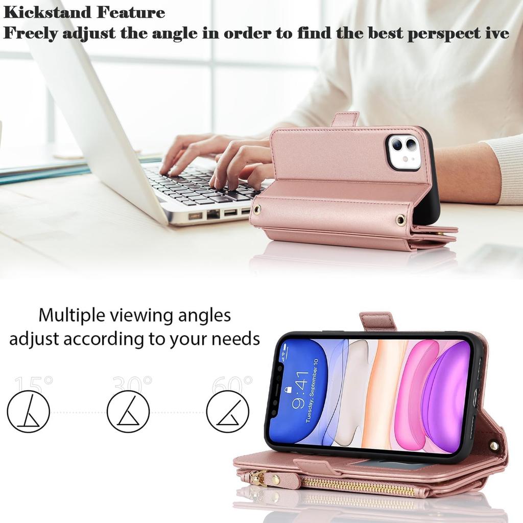 for iPhone 12 pro Wallet case,for iPhone 12 Phone case with Zipper Card Holders for Women Slots Crossbody Flip Folio Book Cover with Credit Card