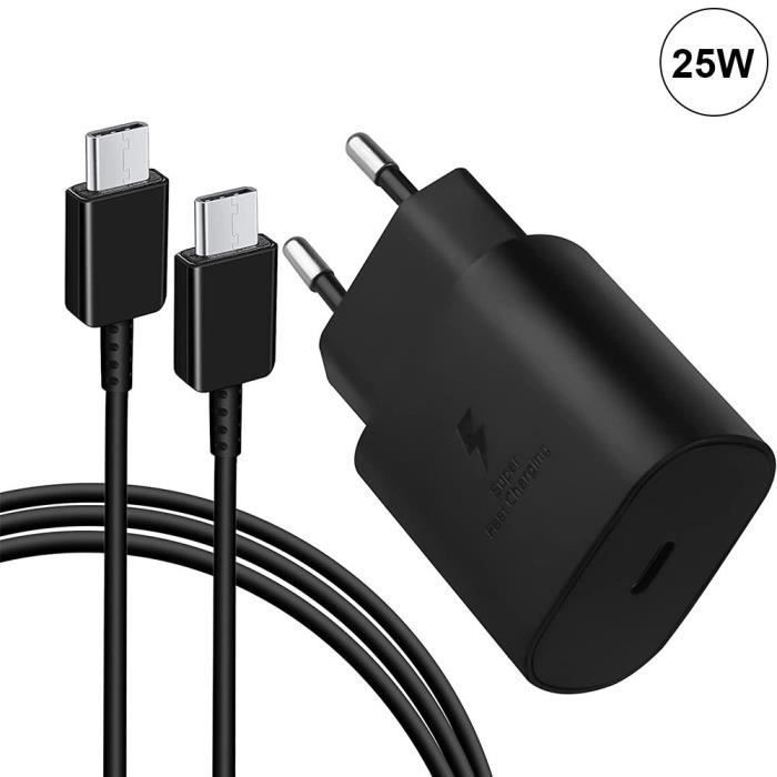 Chargeur USB-C 25W - E.F.CONNECTION - Câble USB-C 1M - Charge rapide - Compatible Google Pixel 9/8/7