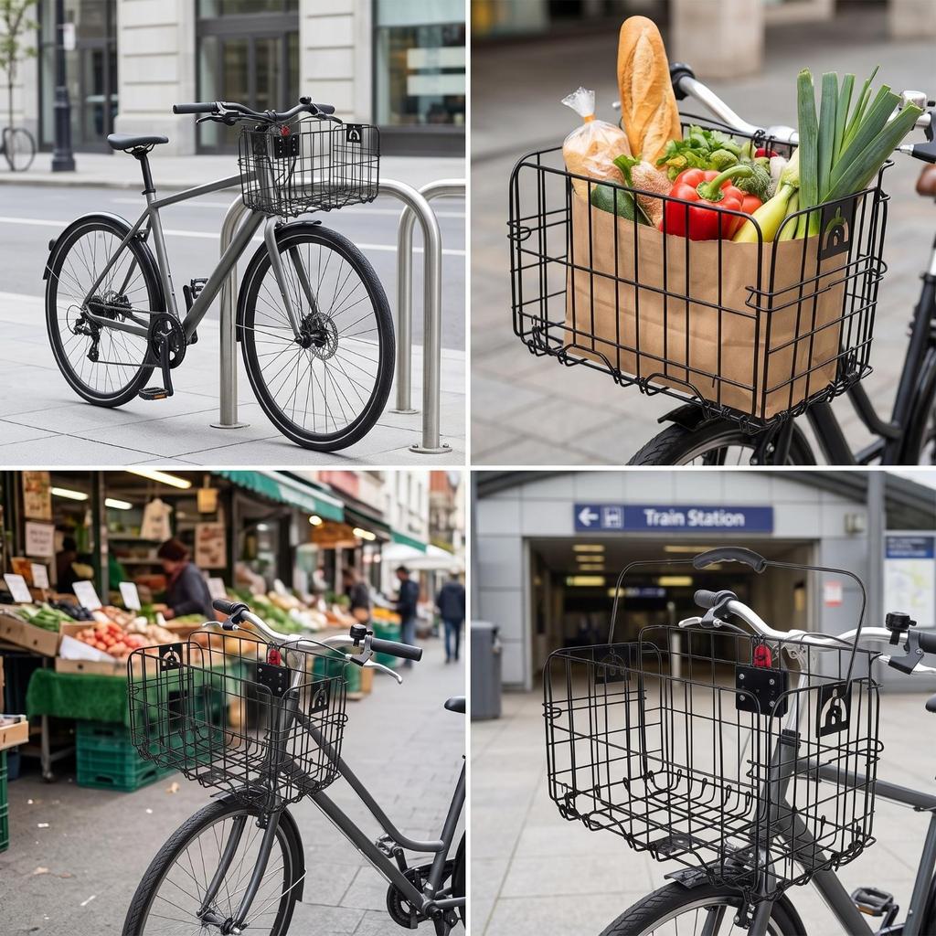 Foldable Folding Bike Basket with Mounting Plate Heavy-Duty