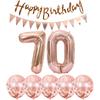 2 Balloons Number 70+ haappy Birthday Garland + Rose Gold Banner foil Balloon 70th Birthday Decoration+5 Confetti Balloons boy Girl 70 Year Birthday