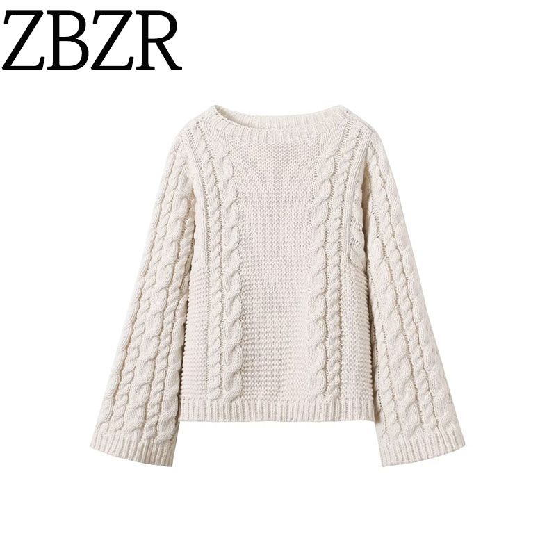 Zbzr Autumn New Women Clothes Western Style Design Loose All-Match Commuter Twist Pullover Long Sleeve Sweater