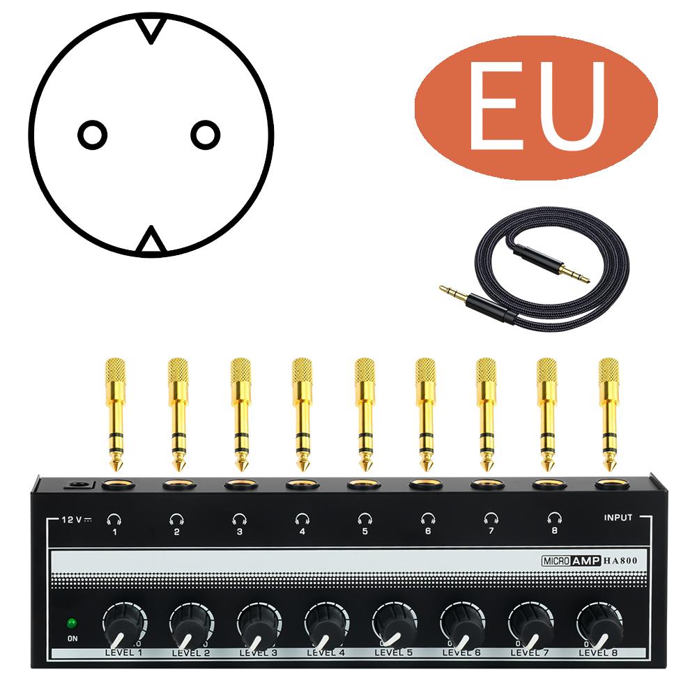 8 Channels Headphone Amplifier Mini Amplifier with Stereo/Mono Switch Professional Ultra-Compact HiFi Stereo Audio Amplifier