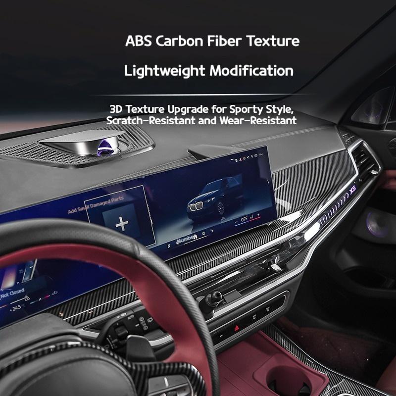 ABS Carbon Fiber Car LHD Center Console Panel Decoration Cover Trim For BMW X5 X6 X7 G05 G06 G07 2019-2025 Interior Accessories