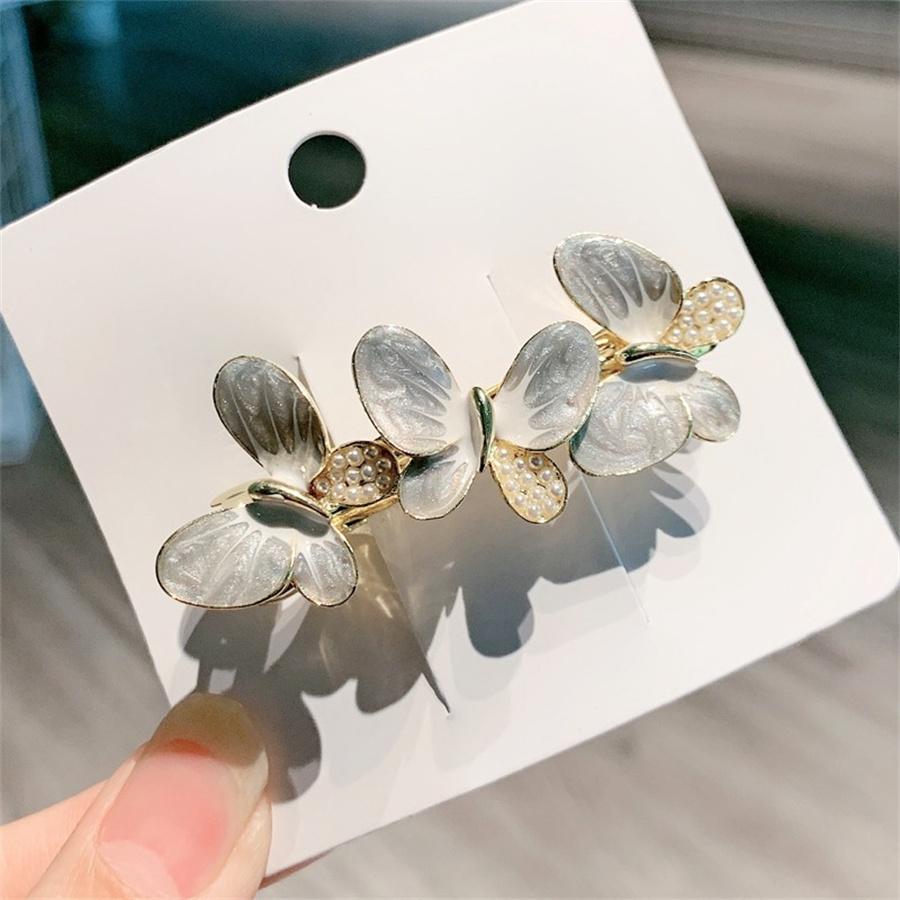 New Korean Colorful Crystal Butterfly Spring Hairpin Zircon Alloy Top Clip Horizontal Clip Elegant Women's Fashion Hair Jewelry