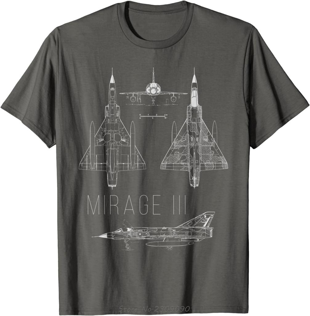 Caccia Mirage III Aereo Militare Francese Maglietta in Cotone Top Unisex Casual T-shirt Estiva Abbigliamento Uomo Maglietta Oversize