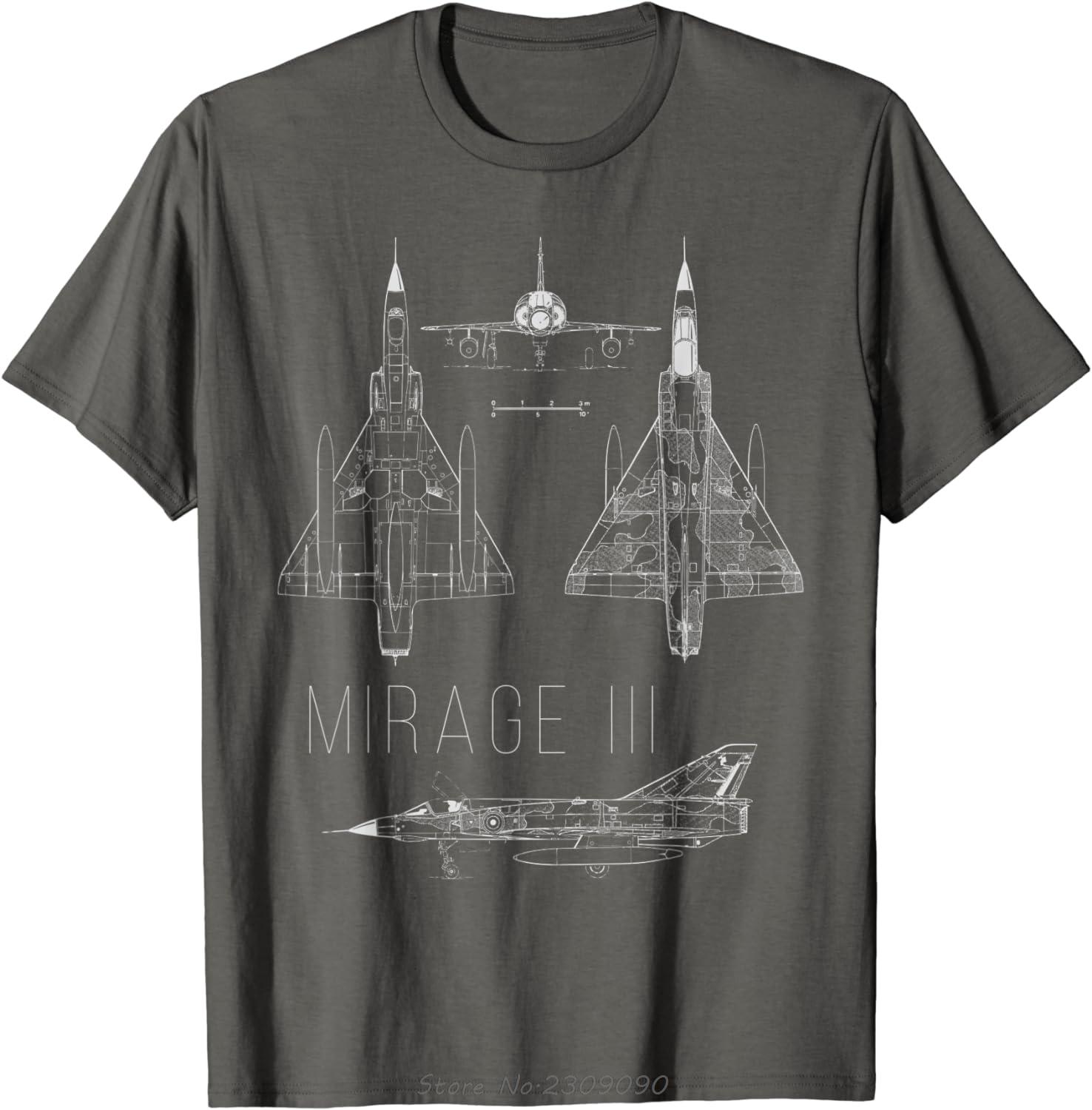 

Mirage III Fighter Jet French Military Aircraft Cotton Tshirt Casual Unisex Tops Tees Summer Mens Clothing Oversized Tshirt S