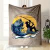 Fisherman Catching Giant Fish Illustration Blanket Flannel Blanket for Bedroom, Living Room, Sofa, and Nap Sofas.