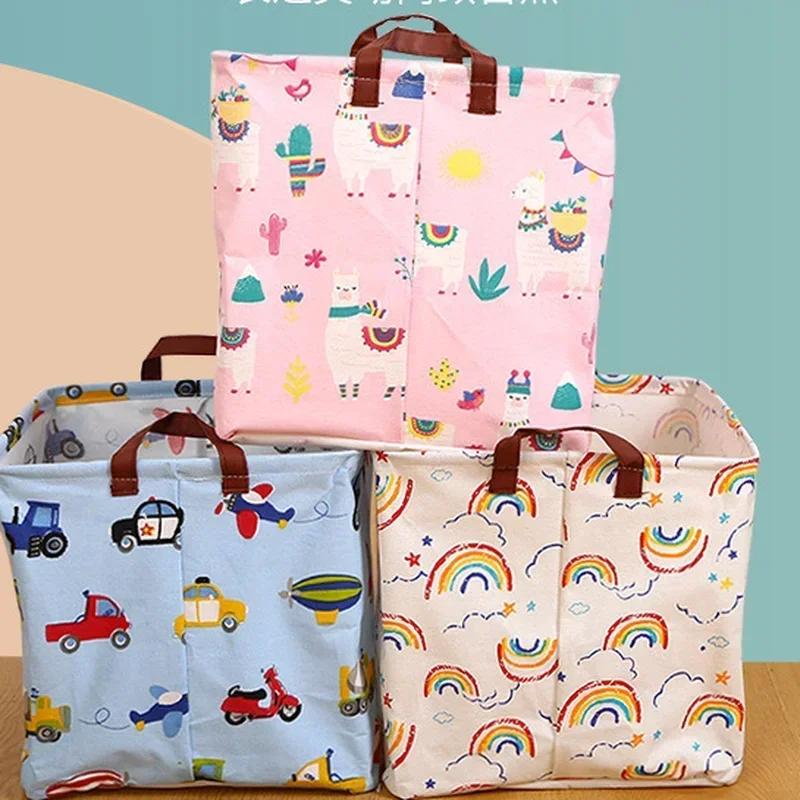 32x32x32cm Oxford Stampa Carina Pieghevoli Cesti Contenitori Contenitori Vestiti Scatole Mini da Scrivania Organizer Trucco Libro Giocattolo per Bambini