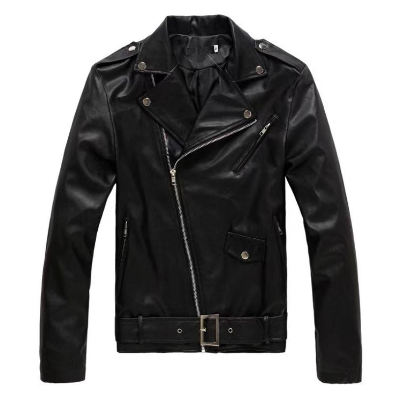 Men's PU Leather Motorcycle Rider Biker Slim Fit Outwear Coats Zip Jackets