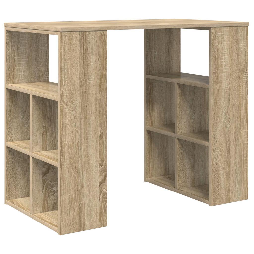 1 Creative computer desk with three open shelves on each side, bedroom vanity, hallway storage table, 90 x 50 x 75 cm