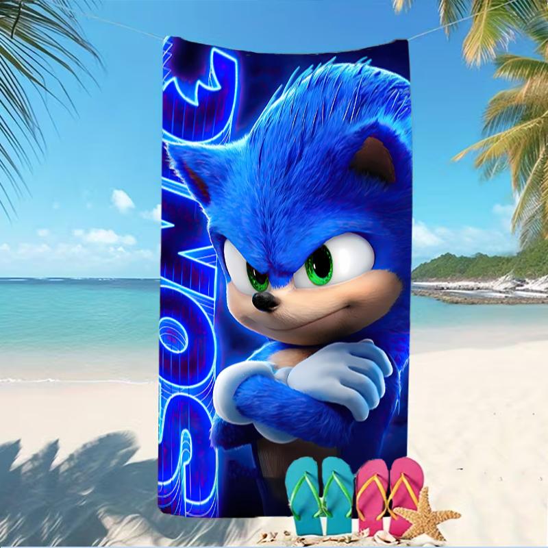 Beach Towel with Sonic the Hedgehog Pattern - Soft,absorbent,machine Washable Lightweight&Modern,swimming,Travel Essentials