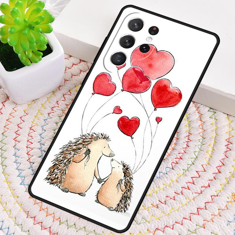 Hedgehog and Balloon Silicone Phone Case For Samsung Galaxy Note 10 Pro S26 S25 S24 S23 S22 S21 Plus S25Ultra Capa Cover