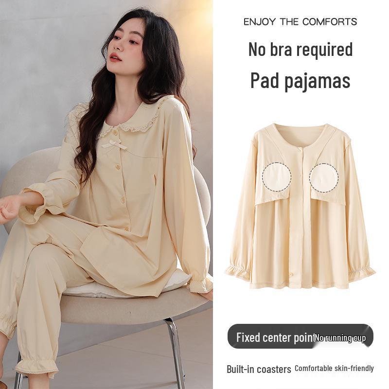 

Женский хлопковый пижамный комплект: Кардиган, Длинный рукав, Длинные брюки с нагрудником – Модная и повседневная осенняя домашняя одежда XL (Height 165-170cm, Weight 120-140kg)