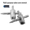 4-in-1 Tire Valve Tool: Valve Core Wrench, Stem Installer, Repair Tool, Deflation Needle