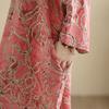Dimanaf 2025 Women Plus Size Spring Long Dress Loose V-Neck Printing Vintage Casual Floral Oversize Long Sleeve 5059